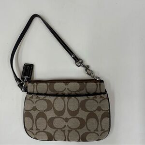 Vintage Coach Tan and Brown Signature Wristlet